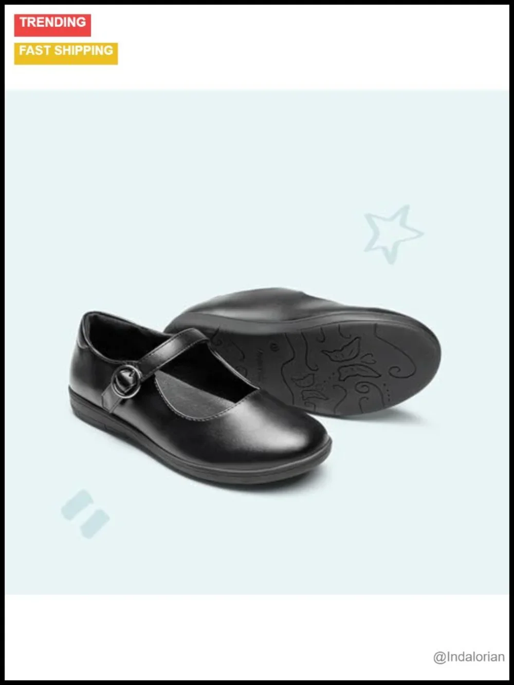 Girls Mary Jane Flats School Uniform Dress Shoes with Adjustable Buckle